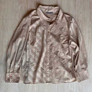 Vintage gold striped sparkle button blouse 2X